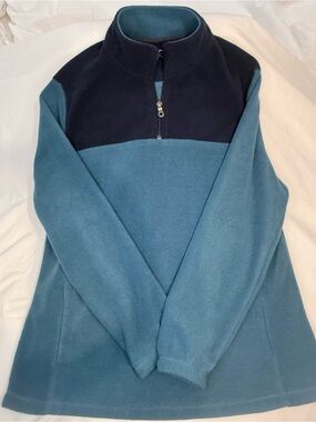 croft & barrow Teal and Navy Half-Zip Fleece Pullover